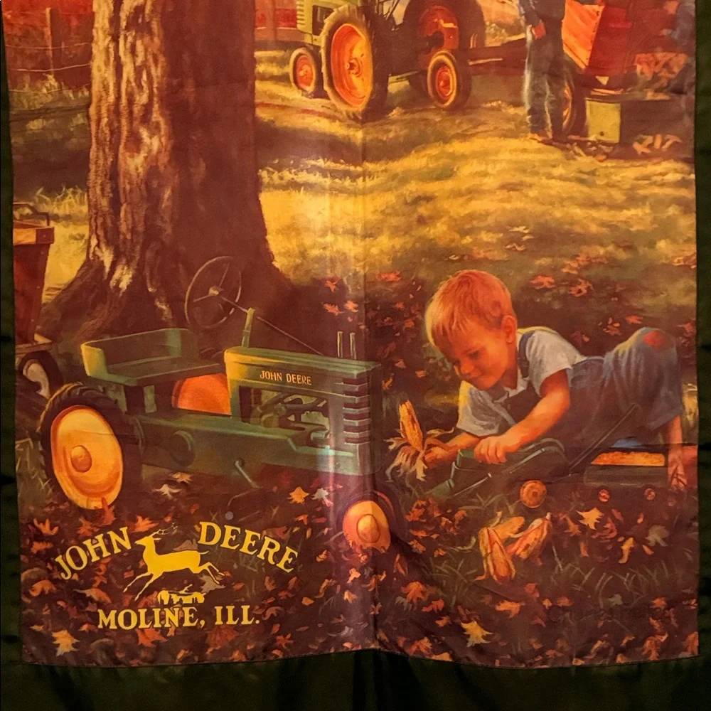 John Deere Farm Scene Tapestry with Green and Brown